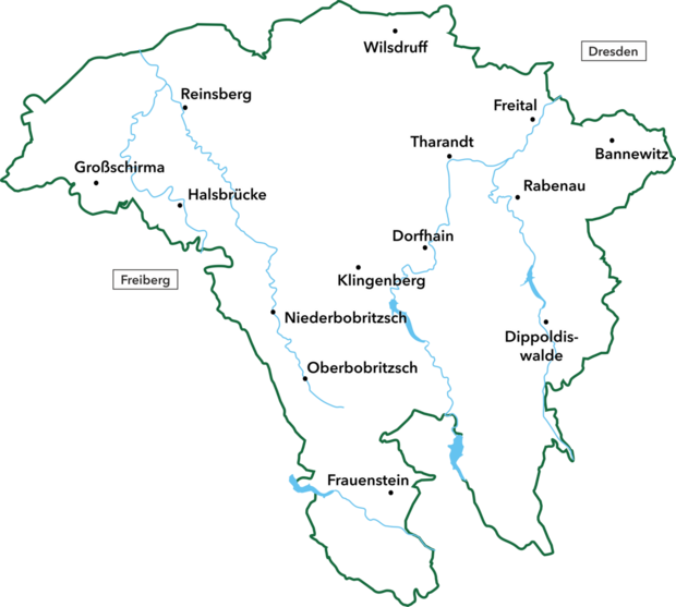 Landkarte mit Umriß vom Geopark